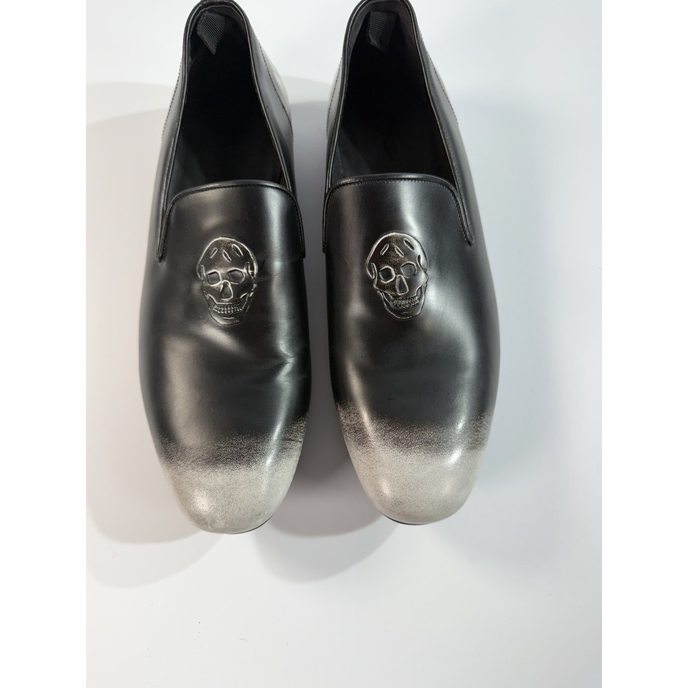 Alexander McQueen Skull Ombré Dip Toe Leather Smoking Slippers Men's EU 42